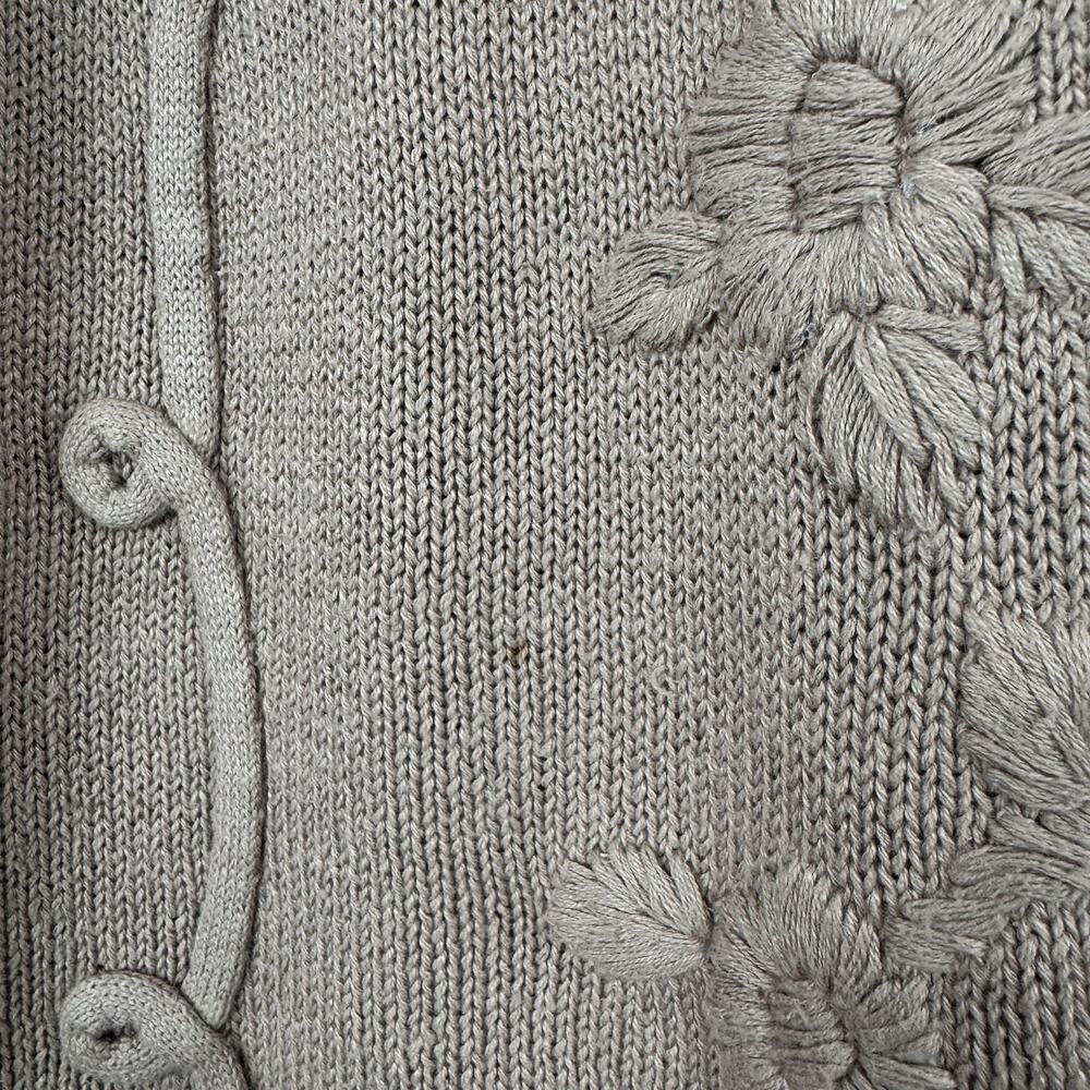 Vintage Newport News Embroidered 90s Mom Knit Tunic Sweater Cottagecore Tan M - Picture 6 of 16